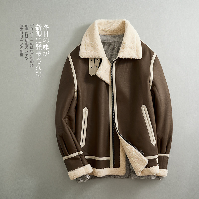 皮毛一体机车服外套韩版保暖韩版颗粒绒男士夹克F518*P265控399,男装夹克,电商D221(原钱塘6000)