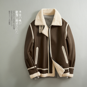 皮毛一体机车服外套韩版保暖韩版颗粒绒男士夹克F518*P265控399图片