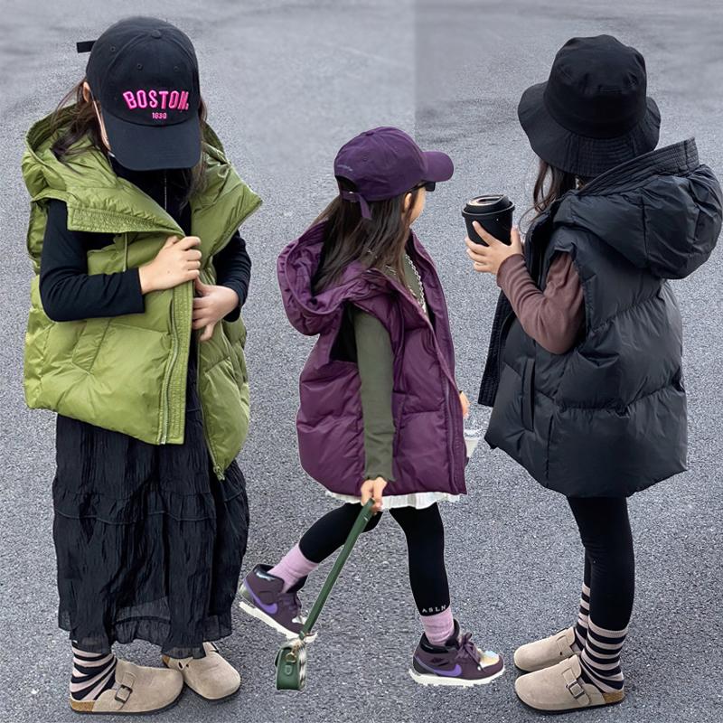 DHWA儿童白鸭绒花苞羽绒马甲