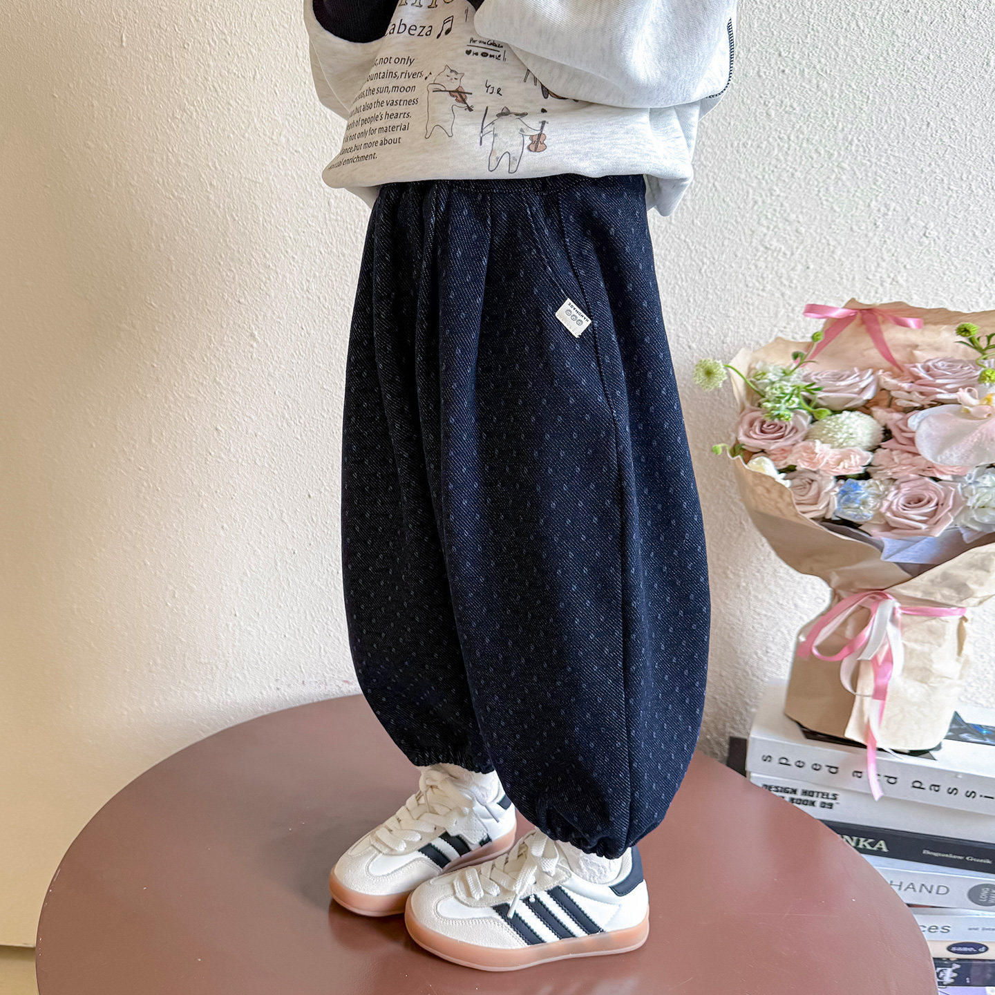 英国DHWA女童洋气宽松春秋季外穿休闲裤儿童穿搭秋装宝宝裤子春装