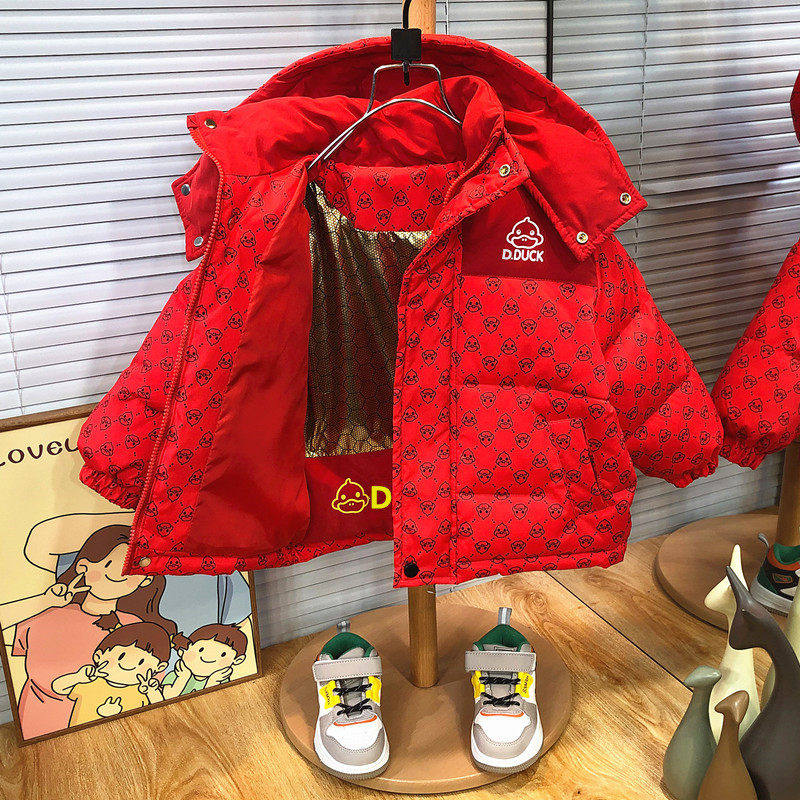 英国DHWA男童羽绒服爆款棉服冬季儿童加厚棉袄外套女宝红色拜年服,童装/婴儿装/亲子装,羽绒服,淘宝优惠券,粉丝福利购,淘宝优惠卷