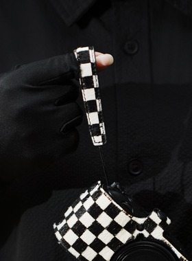 cam-in 马毛皮细绳指环带真皮相机手腕带适用理光GR4GR3GR3X 黑卡