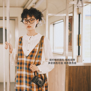 摄影肩带舒服减压 棉质简约圆孔相机背带徕卡富士微单数码 cam