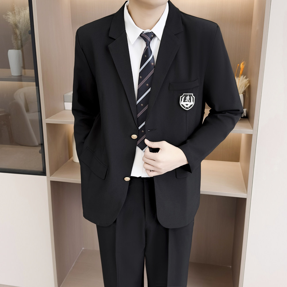 乱古原创正版dk制服西装徽章外套日系学生两粒扣休闲西服套装男款图片