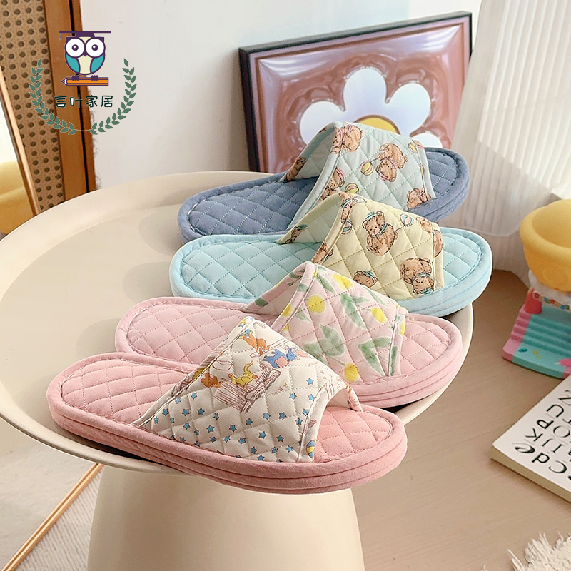 新款可机洗家居家用室内静音拖鞋男女情侣春秋四季韩版可爱卡通