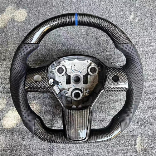 适用于特斯拉Model3碳纤维方向盘改装 毛豆Y S X TESLA真皮yoke