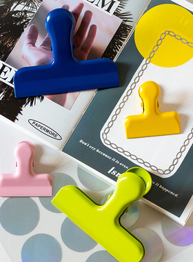 手账夹黄色绿色金属不锈钢蓝色粉色办公文具夹子票据夹书夹琴谱夹