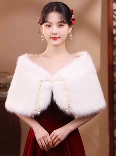 冬新款酒店ktv迎宾礼服厚款毛披肩DJ公主服服务员工作服小外套