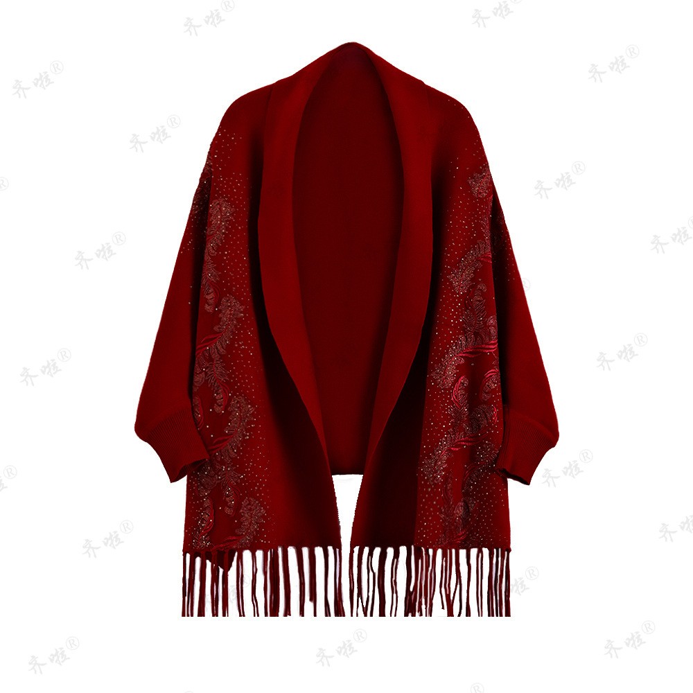 春秋冬季喜婆婆披肩配旗袍外搭2025新款婚宴妈妈外披红色外套斗篷
