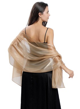气质欧美礼服披肩新娘伴娘婚纱晚礼服舞会晚宴纱巾轻盈飘逸长围巾