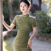 日常可穿 清新气质国风旗开得胜新中式 高考旗袍绿色2025年新款 夏季