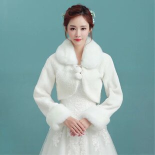 秋冬季酒店ktv迎宾礼服厚款长袖毛披肩夜场DJ公主工作制服小外套R
