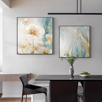 芬奇纯手绘大芬村油画抽象花卉餐厅装饰画现代高档沙发背景墙挂画