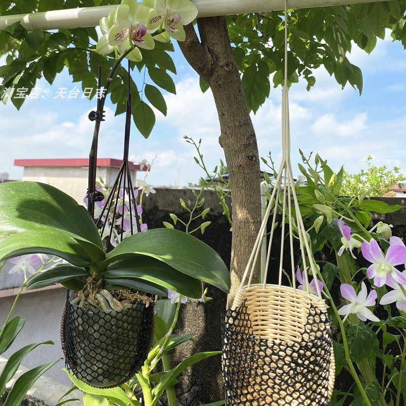 手工仿藤编织花篮田园家居装饰蝴蝶兰吊兰垂吊花盆悬挂壁挂式吊盆