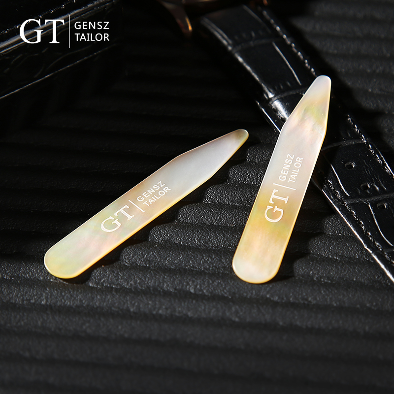 GT绅诚 手工贝壳领撑 白色商务衬衣领撑片衬衫领插片衣领尖片礼盒