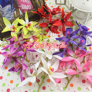 假花仿真花蝴蝶兰蕙兰 绢花装饰花 家居饰品客厅摆设花瓶花艺摆件