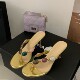 配裙子人字拖鞋 性感风彩色宝石装 饰细高跟夹趾凉拖女欧美凉鞋 夏新