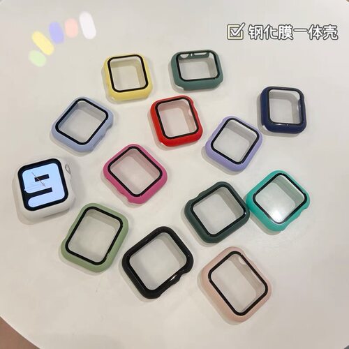 糖果色钢化膜壳一体se手表表壳