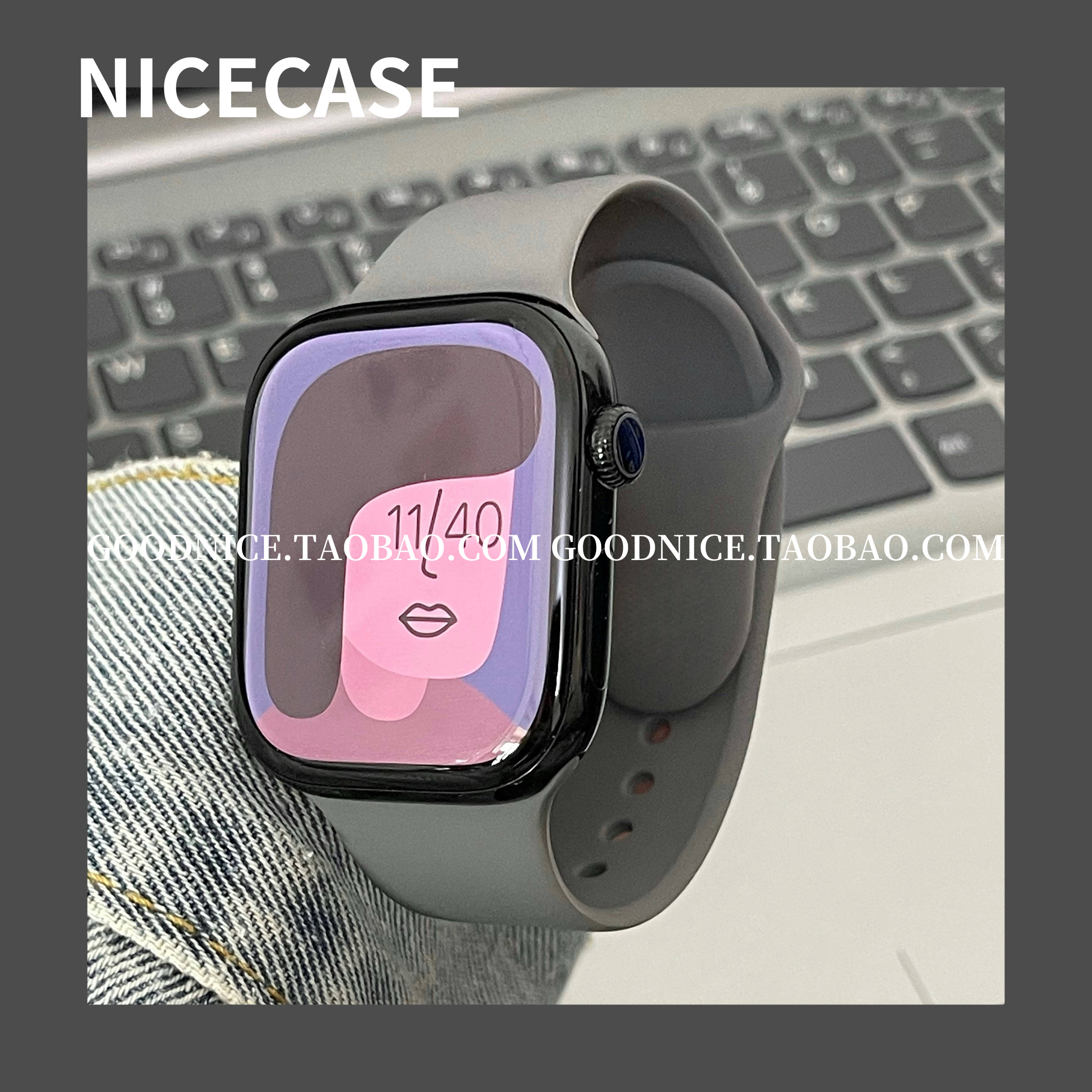 NICECASE高级感深灰色表带适用苹果iwatchS10代S98se百搭ultra潮