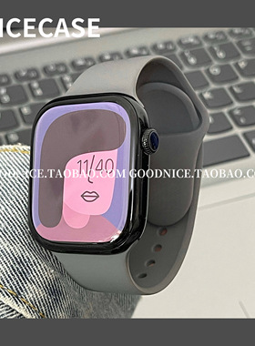 NICECASE高级感深灰色表带适用苹果iwatchS10代S98se百搭ultra潮