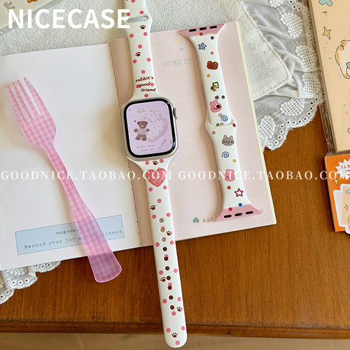 NICECASE韩系ins卡通插画表带适用s11苹果iwatchs10代s9se新ultra