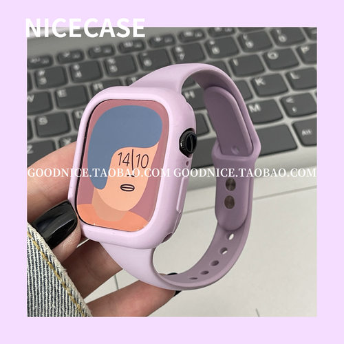 NICECASE薰衣草紫小蛮腰运动硅胶表带适用苹果iwatchs10代s98se新