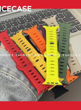 NICECASE2025新款纯色运动硅胶表带适用苹果手表S10代iWatchS98SE