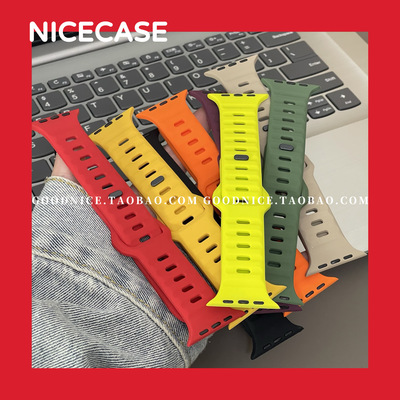 NICECASE2025新款纯色运动硅胶表带适用苹果手表S10代iWatchS98SE