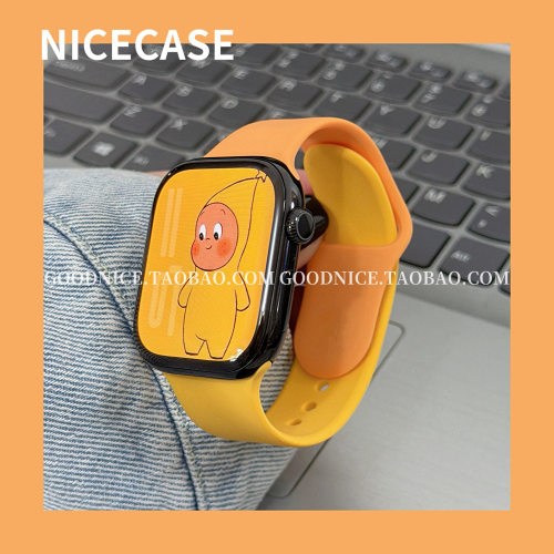 NICECASE夏日简约韩系高级感黄橙表带适用s11苹果iwatchs10代s9se