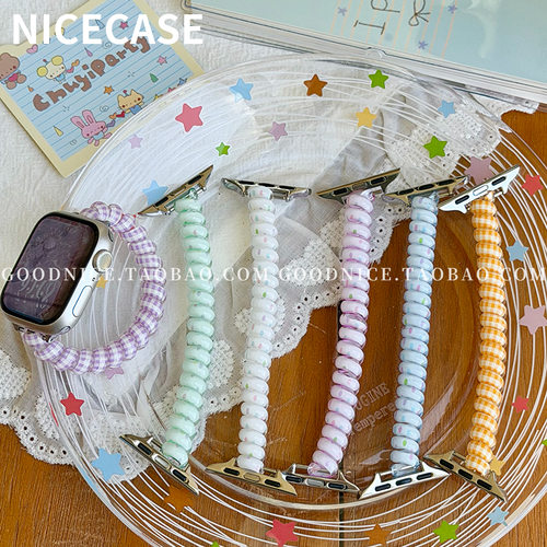 NICECASE多巴胺波点电话绳弹力表带适用s11苹果iwatchs10代s9se新