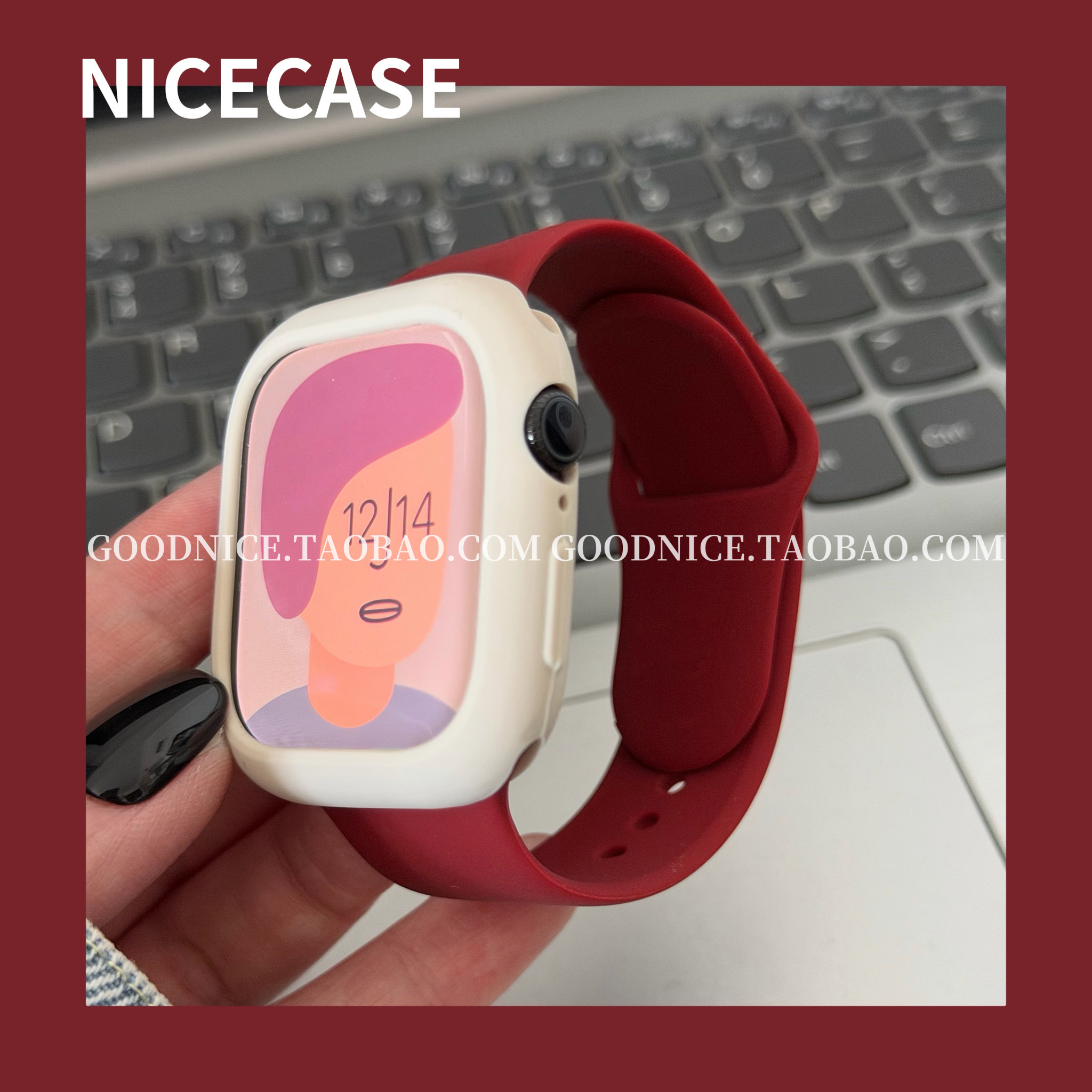 NICECASE复古圣诞新年红表带软壳适用s11苹果iwatchs10代se高级感