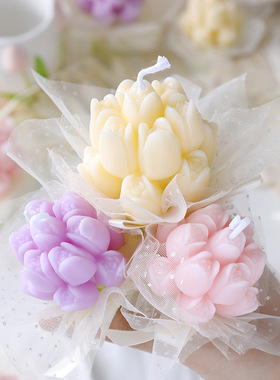 郁金香手捧花网纱香薰蜡烛生日