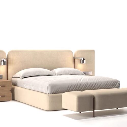 GASPRA现代极简主卧宽屏双人床轻奢极简别墅样板间酒店床厂家直销