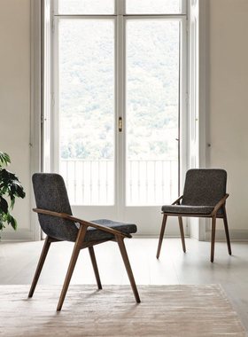 porada北美黑胡桃木实木沙发椅北欧意式简约现代餐椅传世家具定制