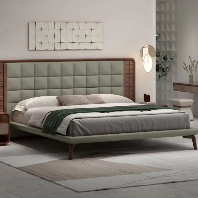 新款意大利黑胡桃实木床简约轻奢主卧宽屏双人床设计师来样定制