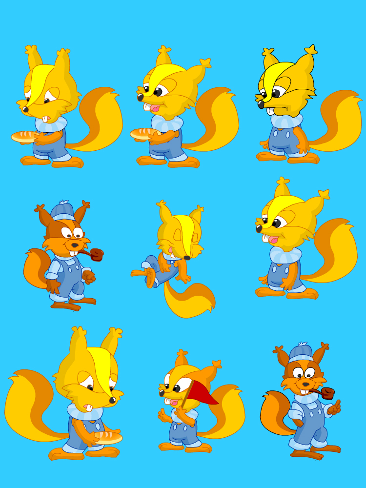 AN/Flash松鼠狐狸可拆分走跑动画源文件动态动物素材矢量含GIF图