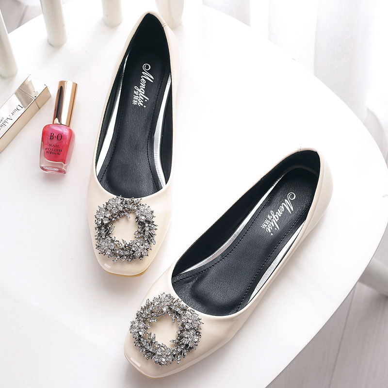 2018 Spring new pattern Flat bottom Versatile Square buckle Rhinestone Large Women's Shoes 41-43 XL Single shoes 40-42in the Women's Shoes, Low shoes  category - from Buy2taobao.com to provide professional Taobao agent buy service