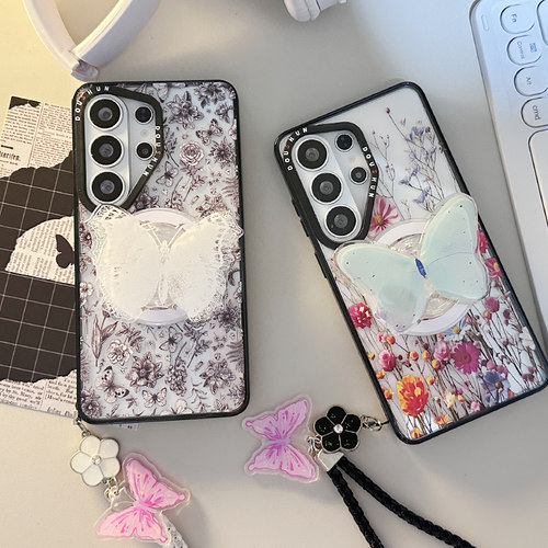 ins文艺复古树枝花朵适用三星GalaxyS26Ultra手机壳s24plus磁吸支架S25ultra手链s25+防摔保护套女S26+外壳
