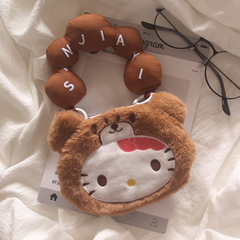 ins日韩秋冬毛绒可爱小熊KT猫适用华为puraX手机壳Pocket2小米MIXFlip折叠屏OPPOFindN3Flip零钱包保护套女款