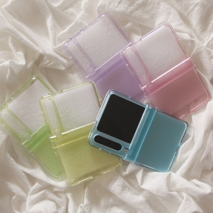 适用华为puraX手机壳ins韩风纯色透色Pocket2小米MIXFlip2折叠屏OPPOFindN3Flip摩托罗拉Razr60三星zflip75套