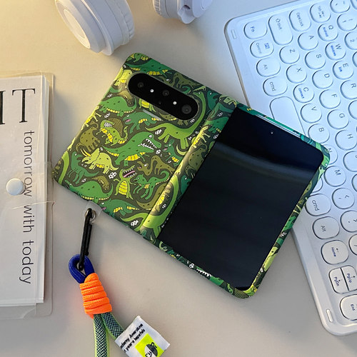 ins文艺复古卡通小恐龙适用华为puraxmax手机壳新款折叠屏保护套华为puraX个性xma x2中轴全包防摔外壳男女款