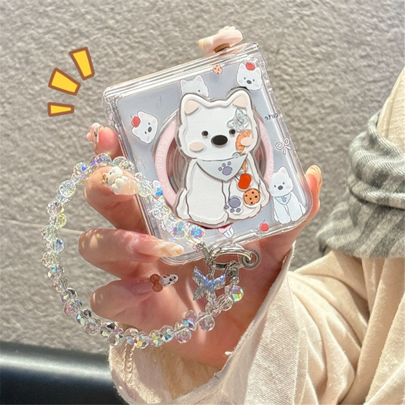 ins韩风卡通西高地小狗适用华为puraX手机壳Pocket2小米MIXFlip2折叠屏OPPOFindN3Flip磁吸支架荣耀MagicV套