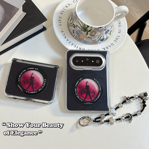 ins韩系卡通美少女适用华为puraxmax手机壳新款折叠屏保护套华为pura X支架360旋转xmax中轴全包防摔网红男女