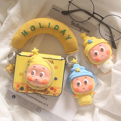 ins日韩立体可爱星星人适用华为puraX手机壳pocket2小米MIXFlip2折叠屏OPPOFindN3Flip磁吸荣耀MagicV2保护套