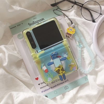 适用华为puraX手机壳ins韩系卡通比奇堡摩托罗拉Razr50折叠屏摩托罗拉Razr60Ultra支架荣耀MagicVFlip保护套