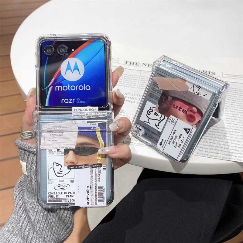 ins韩系个性标签情侣男孩女孩适用摩托罗拉motorazr60ulta手机壳Razr50防摔Razr6pro全包razr40ulta保护套