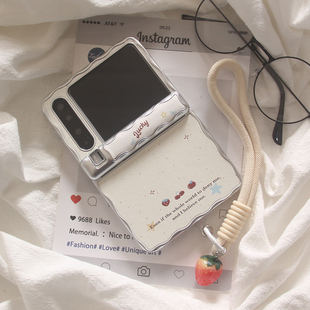 ins日韩简约樱桃苹果草莓适用华为Pura X 典藏版手机壳新款PuraX全包中轴保护防摔三星zflip7保护套手链女款