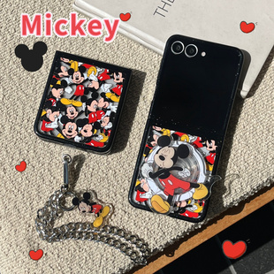 ins潮牌可爱卡通满屏米奇适用Galaxy三星Zflip7手机壳折叠屏新款 5磁吸支架防摔小米MIXFlip保护套手链 zflip6