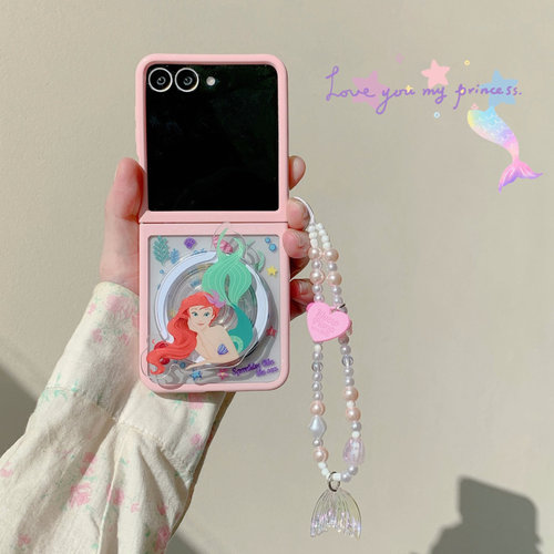 ins日韩卡通可爱美人鱼公主适用Galaxy三星Zflip7手机壳折叠屏zflip6/5磁吸支架防摔小米MIXFlip保护套手链女