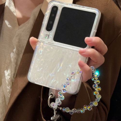 ins小清新简约贝壳纹适用华为puraX手机壳pocket2小米MIXFlip2折叠屏OPPOFindN3Flip手链三星Zflip7/6/4/5套